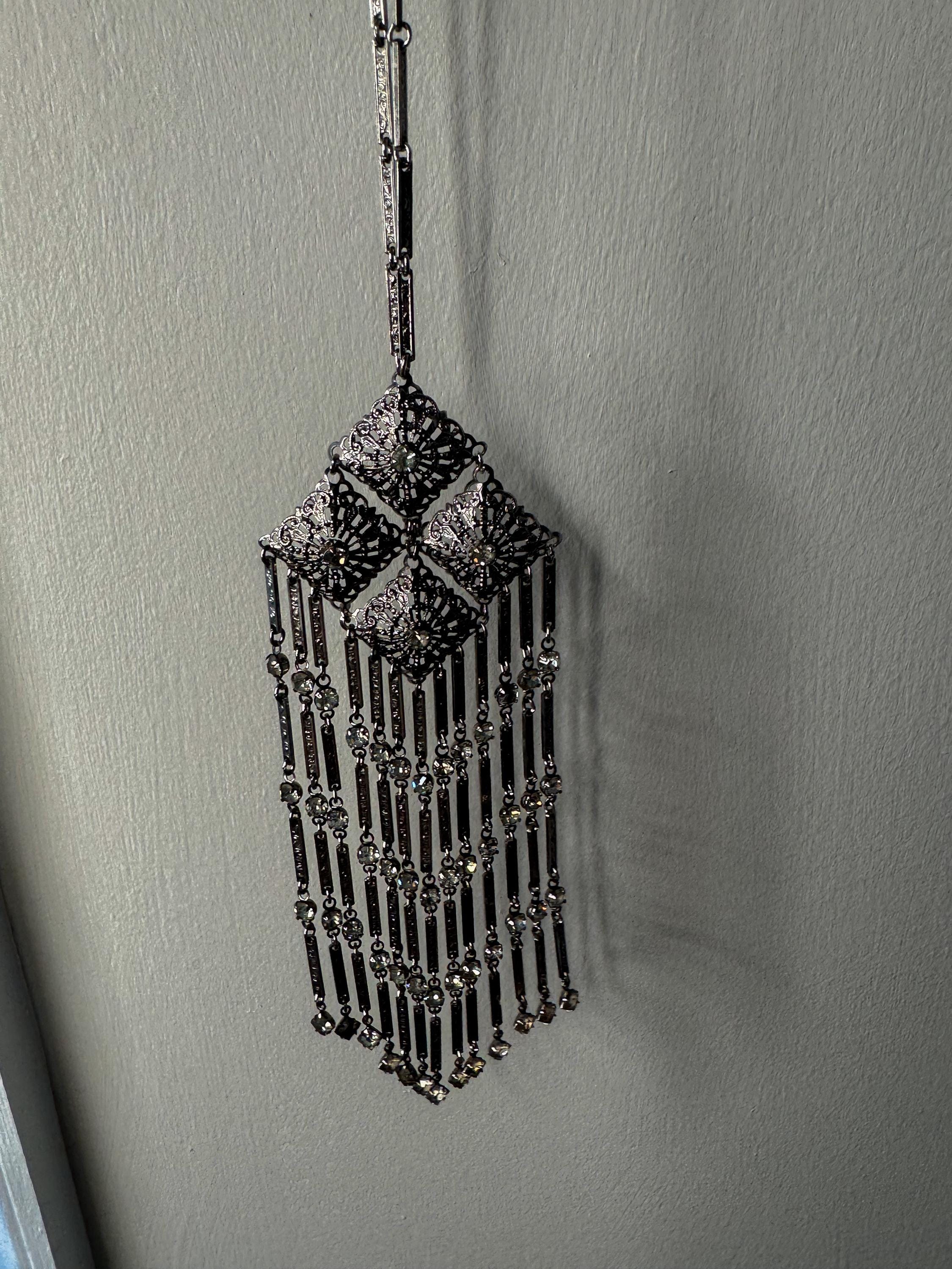 Antique Openwork Filigree Large Lavalier Necklace