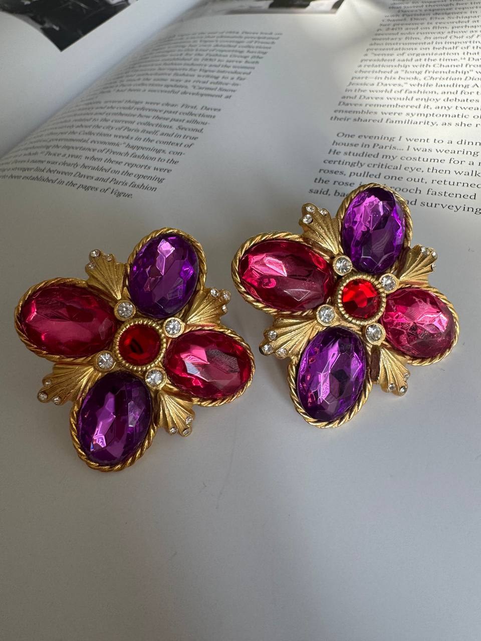 Purpule gold tone earings