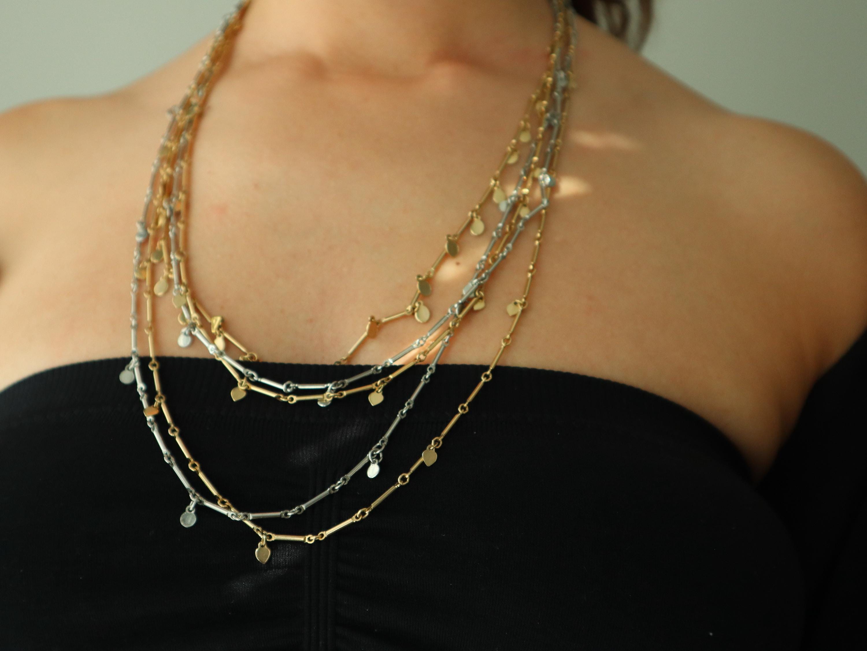 Vintage Gold and Silver Plated Stackable Necklaces