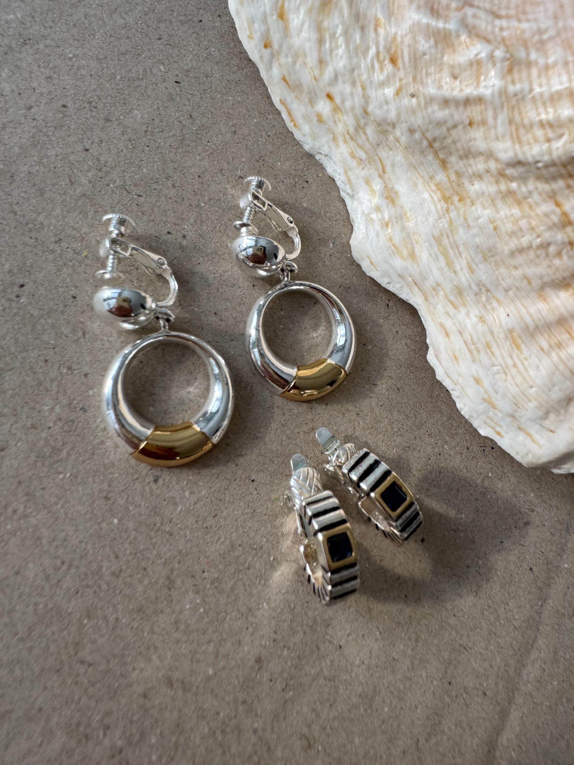 Vintage Silver Napier Earring Duo – Classic Clip-On Statement Set